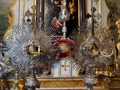 Pair of silver monstrances - Armand Caillat - 19th century