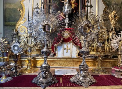 Pair of silver monstrances - Armand Caillat - 19th century