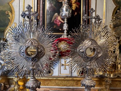 Pair of silver monstrances - Armand Caillat - 19th century