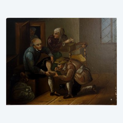 Malerei auf Kupfer im Stil von Teniers