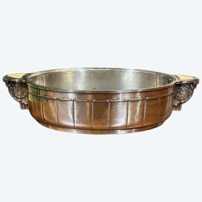 Silberfarbener Metallblumenkasten aus der Art-Déco-Zeit – Saglier Frères