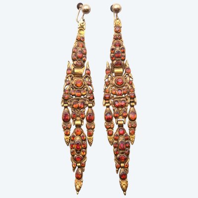 Antique Iberian-Catalan Hessonite Earrings, 19th Century, Lady Joan Sutherland