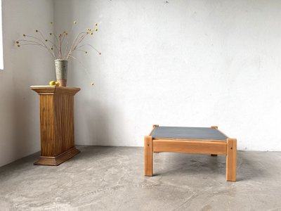 Modernist coffee table made of solid pine with a reversible top, from the 1970s