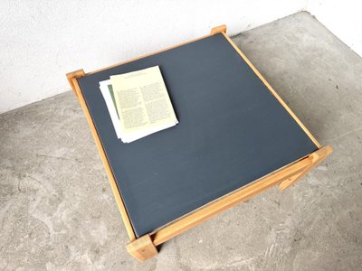 Modernist coffee table made of solid pine with a reversible top, from the 1970s