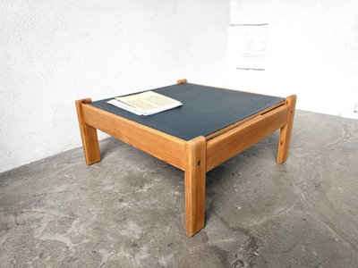 Modernist coffee table made of solid pine with a reversible top, from the 1970s