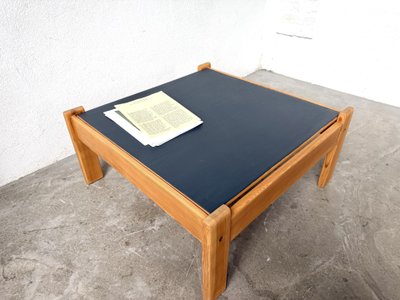 Modernist coffee table made of solid pine with a reversible top, from the 1970s