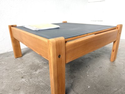 Modernist coffee table made of solid pine with a reversible top, from the 1970s