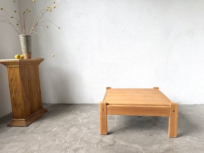Modernist coffee table made of solid pine with a reversible top, from the 1970s