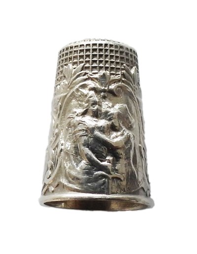 Solid silver thimble, "The Thimble of Victory," early 20th century, signed Lasserre