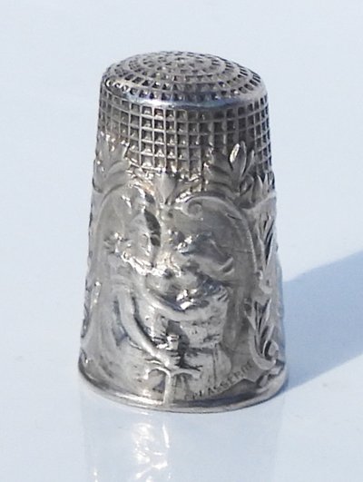 Solid silver thimble, "The Thimble of Victory," early 20th century, signed Lasserre