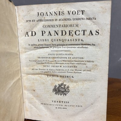 Johannes Voet, Ad Pandectas – Trattato di diritto romano, 1827