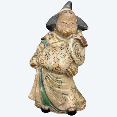 Statuetta giapponese di Otafuku in gres di Fushimi, XIX secolo