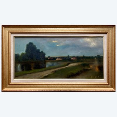 Tony GUALANO (XXe siècle) – Paysage à l'étang et chemin de campagne - Huile sur panneau