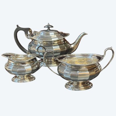 Servizio da tè/caffè inglese degli anni '30 in metallo argentato - 3 pezzi