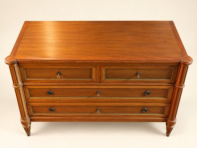 Commode style Louis XVI – Acajou massif – Filets laiton – Fin XIXe