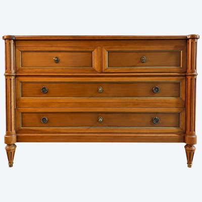 Commode style Louis XVI – Acajou massif – Filets laiton – Fin XIXe