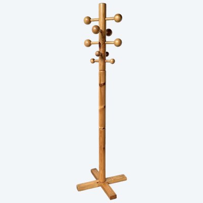 Solid pine freestanding coat rack, Les Arcs, 1970s
