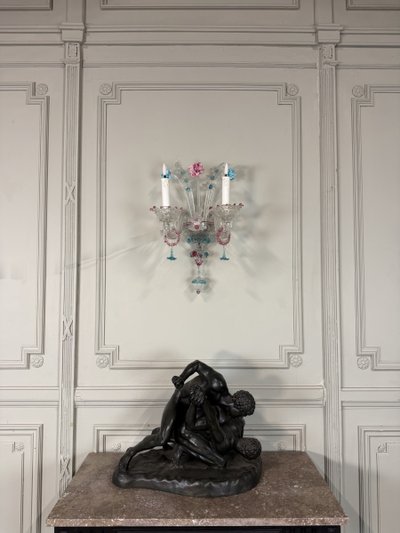 A Venetian wall lamp in multicolored Murano glass, circa 1920