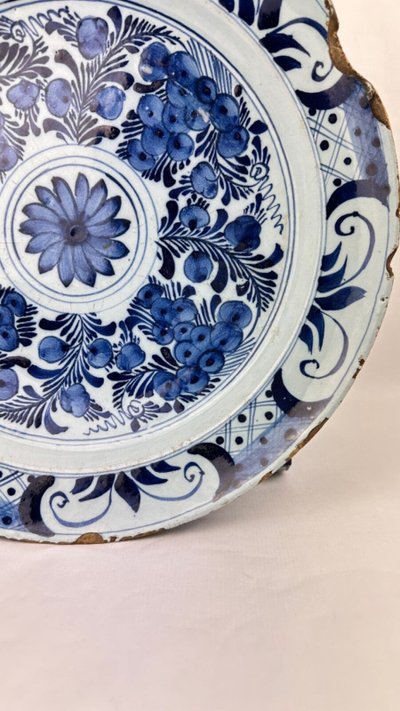 Large 18th-Century Delft Earthenware Plate, 35 cm