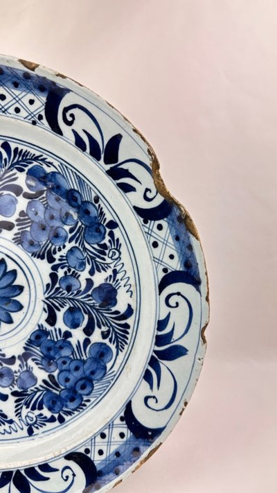 Large 18th-Century Delft Earthenware Plate, 35 cm