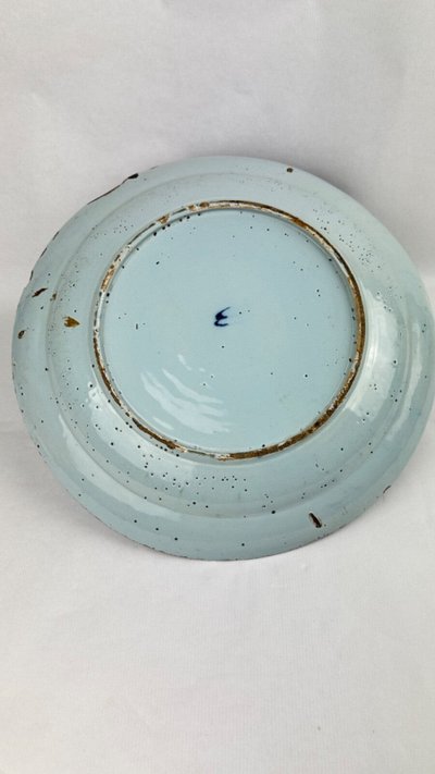 Large 18th-Century Delft Earthenware Plate, 35 cm