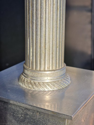 Neoclassical silver-plated bronze lamp base, Empire style, Charles, 1950