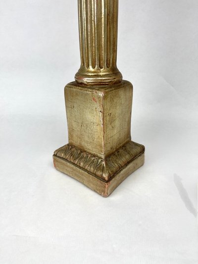 Large Ceramic Lamp Base with a Gilded Wood Finish