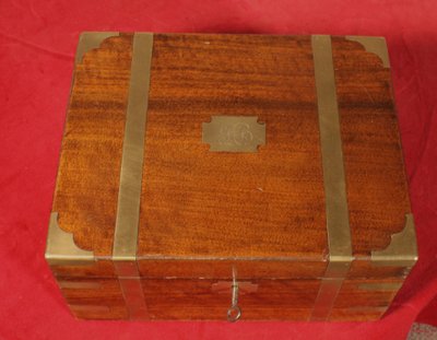 Solid Walnut Campaign Writing Slope With Secret Compartment, 19th Century