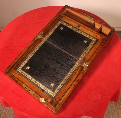 Solid Walnut Campaign Writing Slope With Secret Compartment, 19th Century
