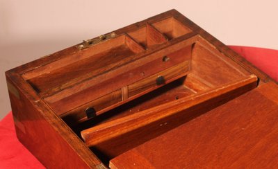 Solid Walnut Campaign Writing Slope With Secret Compartment, 19th Century