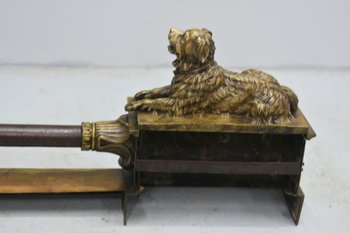 Pair Of Bronze Andirons With Nineteenth Hunting Dogs