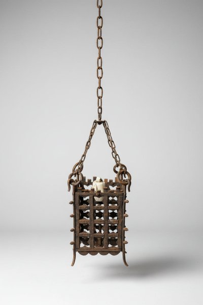 Antique small wrought-iron lantern