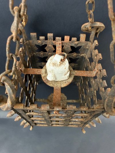 Antique small wrought-iron lantern
