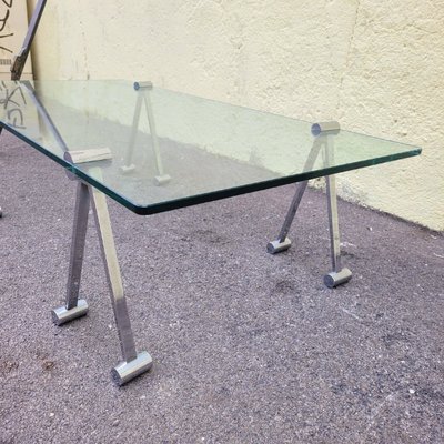 Glass and metal coffee table, 1970s
