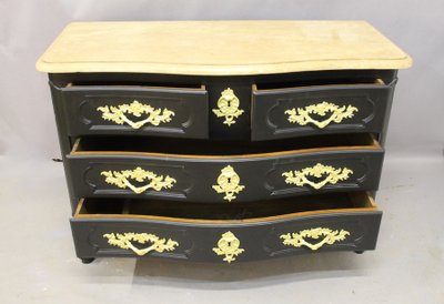 Commode galbée style Louis XV finition noire 
