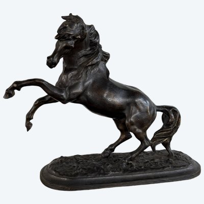 Antike Bronzeskulptur „Aufbäumendes Pferd“, Ende des 19. Jahrhunderts 