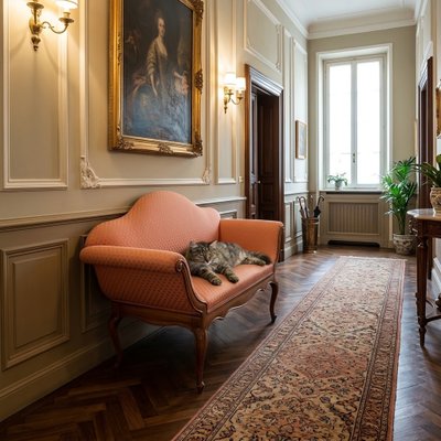 Small Walnut Sofa, Italy, Early 20th Century