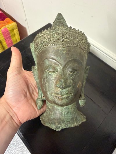 VIETNAMESE BUDDHA HEAD, BIEN HOA, BRONZE, 20TH CENTURY