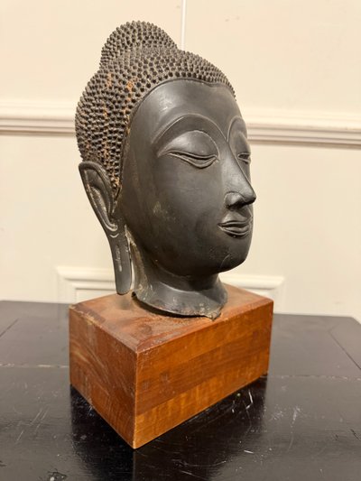 THAI BRONZE BUDDHA HEAD, AYUTTHAYA, 20TH CENTURY