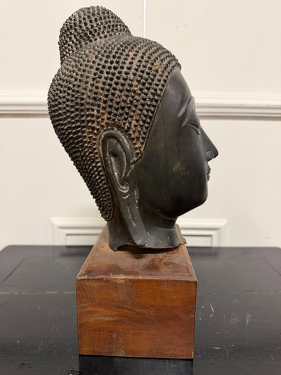 THAI BRONZE BUDDHA HEAD, AYUTTHAYA, 20TH CENTURY