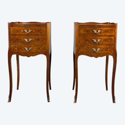 Pair of Louis XV-style nightstands, 20th century