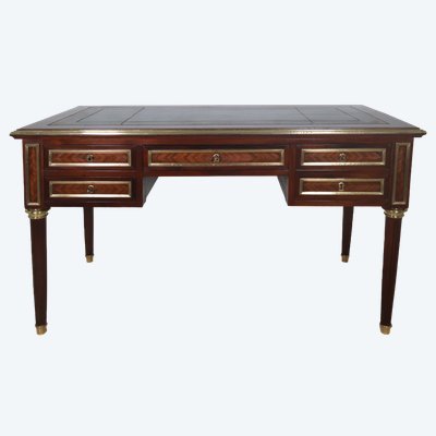 Late 19th-Century Louis XVI-Style Flat Desk with Pull-Out Drawers