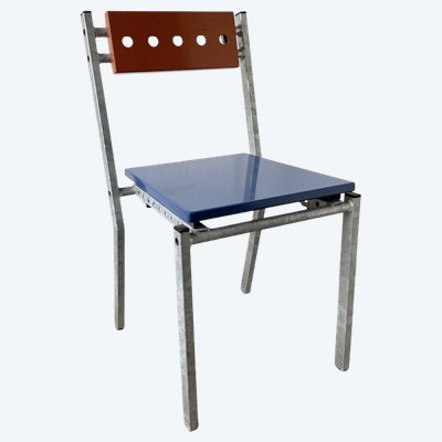 Ateliers J&J chair made of galvanized steel and painted sheet metal, 2020s