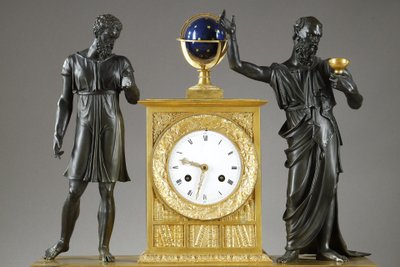LARGE MANTEL CLOCK SOCRATES DRINKING HEMLOCK