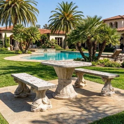 Garten-Set mit Tisch und zwei Bänken