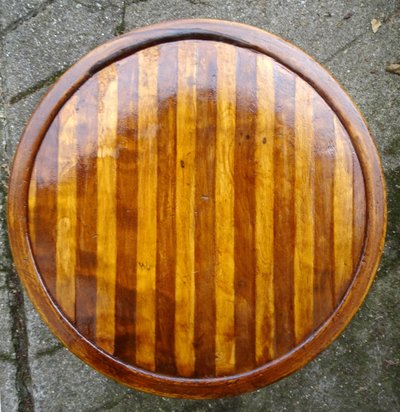 Two BAUMANN stools, wooden seats, bar stools, circa 1930