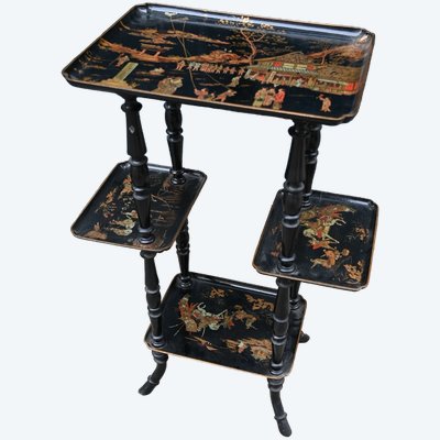 Charmante petite table en bois et caarton bouilli d époque Napoléon III