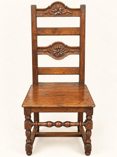 Suite de 8 Chaises Rustiques Style Henri II Chêne Sculpté