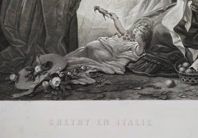 Etching Grétry In Italy Engraving After Faustin Besson, 19th C Old Print