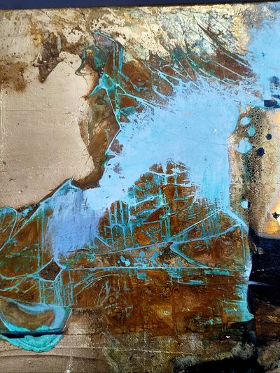 "Golden Rules": gold leaf and paint on canvas. 